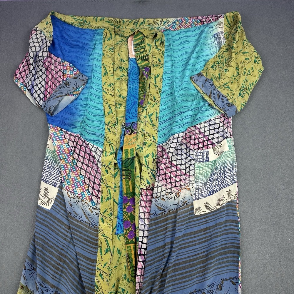 Sister Golden Recycled Silk Duster Kimono One Size Boho NWT Patchwork